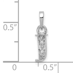 14K White Gold Polished .01ct Diamond Initial J Charm