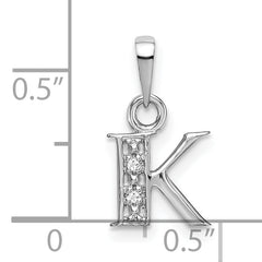 14K White Gold Polished .01ct Diamond Initial K Charm