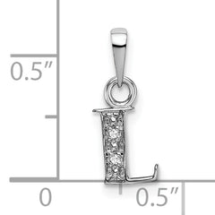 14K White Gold Polished .01ct Diamond Initial L Charm