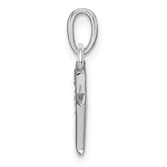 14K White Gold Polished .01ct Diamond Initial M Charm