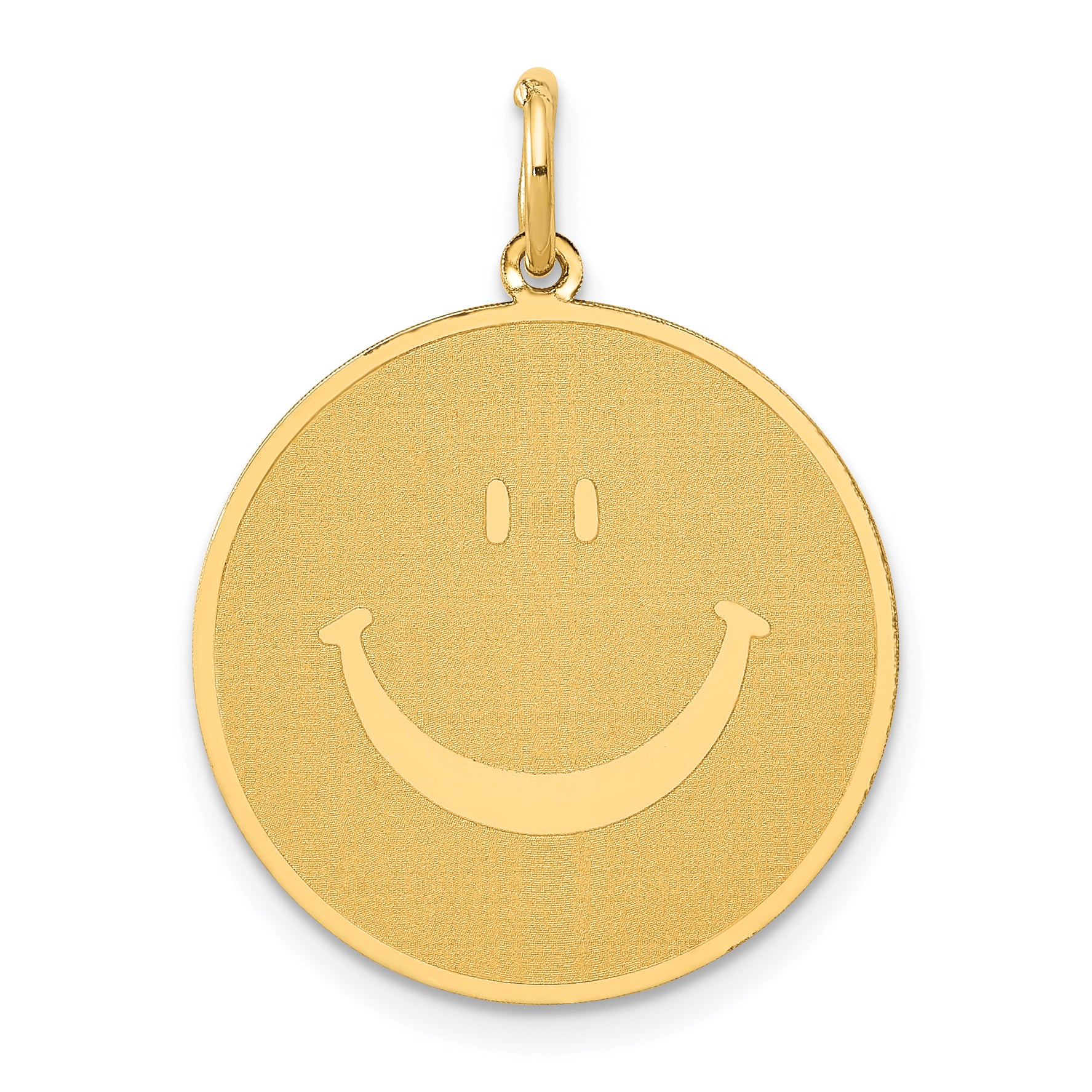 14k Solid Polished Smiley Face Pendant