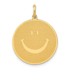 14k Solid Polished Smiley Face Pendant