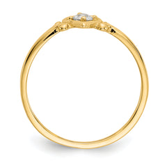 14K Aquamarine Birthstone Heart Ring