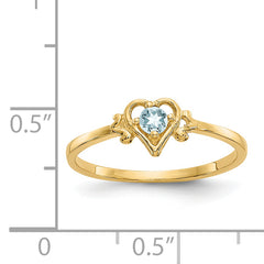 14K Aquamarine Birthstone Heart Ring
