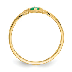 14K Emerald Birthstone Heart Ring