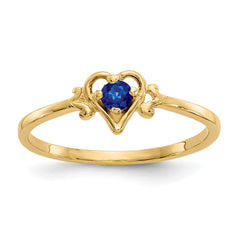 14K Sapphire Birthstone Heart Ring