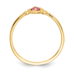 14K Pink Tourmaline Birthstone Heart Ring