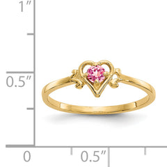 14K Pink Tourmaline Birthstone Heart Ring