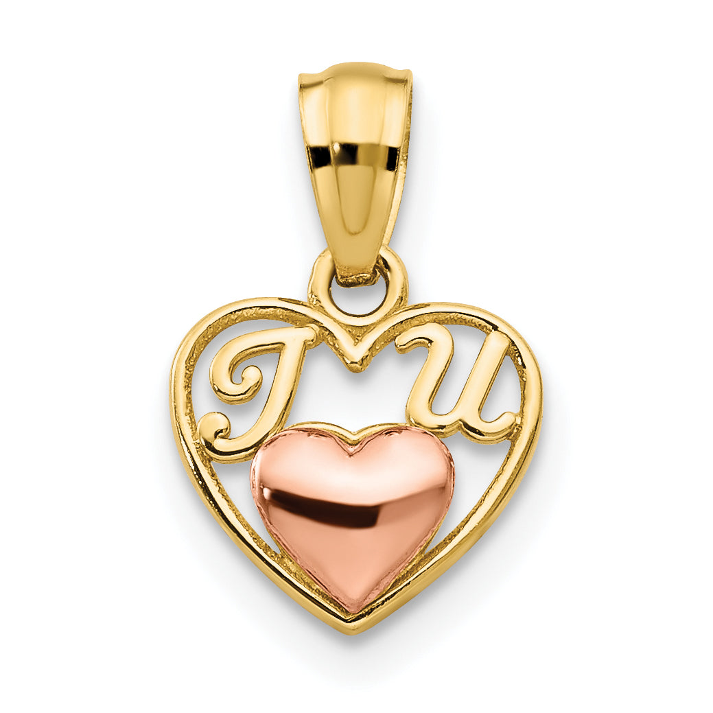 14k Two-tone Mini I LOVE U Charm