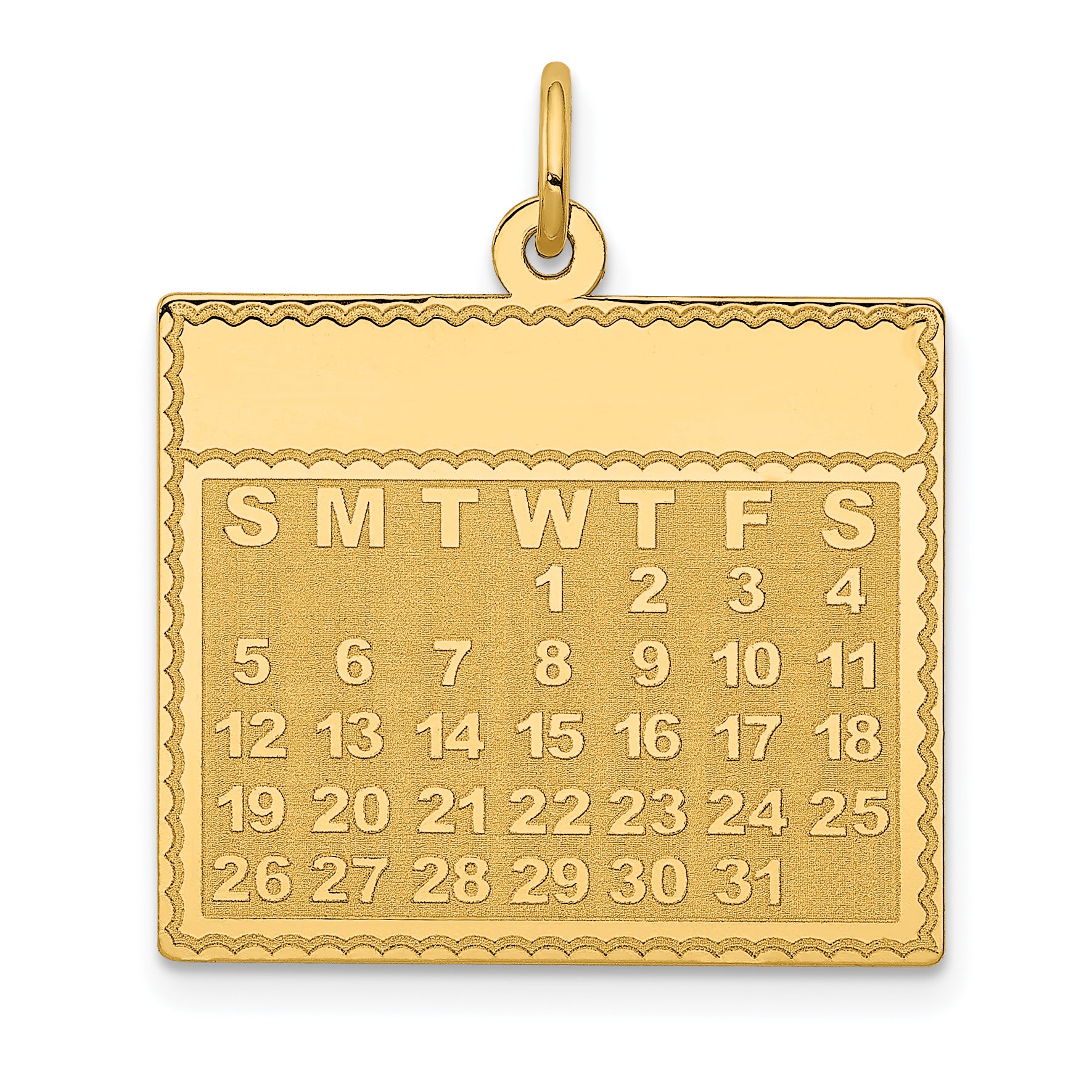 14k Wednesday the First Day Calendar Pendant