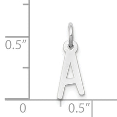 14K White Gold Small Slanted Block Letter A Initial Charm