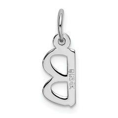 14K White Gold Small Slanted Block Letter B Initial Charm