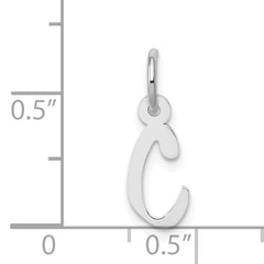 14K White Gold Small Slanted Block Letter C Initial Charm