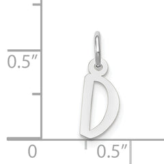 14K White Gold Small Slanted Block Letter D Initial Charm