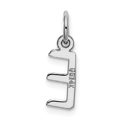 14K White Gold Small Slanted Block Initial E Char