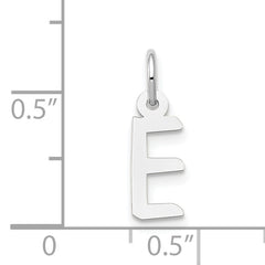 14K White Gold Small Slanted Block Initial E Char