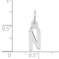 14K White Gold Small Slanted Block Initial N Char
