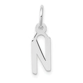 14K White Gold Small Slanted Block Letter N Initial Charm