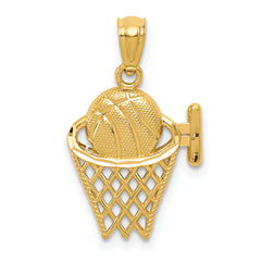 14k Basketball in the Net Pendant