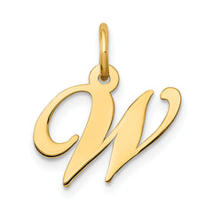 14K Small Fancy Script Letter W Initial Charm