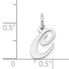 14K White Gold Small Fancy Script Letter C Initial Charm