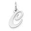 14k White Gold Small Fancy Script Letter C Initial Charm