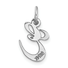 14K White Gold Small Fancy Script Initial E Charm