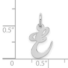 14K White Gold Small Fancy Script Initial E Charm