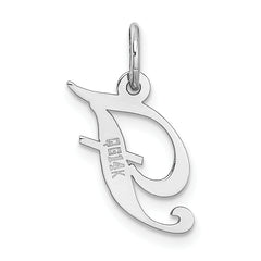 14K White Gold Small Fancy Script Initial F Charm