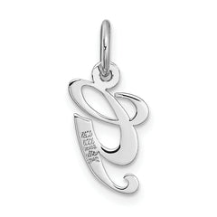 14K White Gold Small Fancy Script Initial G Charm