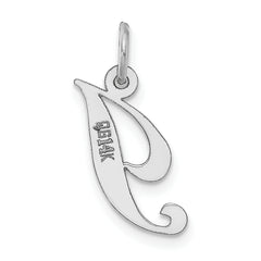 14K White Gold Small Fancy Script Initial I Charm