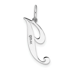 14K White Gold Small Fancy Script Initial J Charm