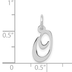 14K White Gold Small Fancy Script Initial O Charm