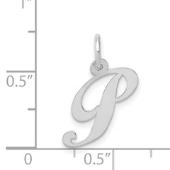14K White Gold Small Fancy Script Initial P Charm