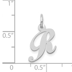 14K White Gold Small Fancy Script Initial R Charm