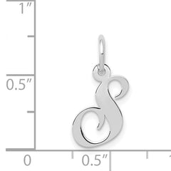 14K White Gold Small Fancy Script Initial S Charm
