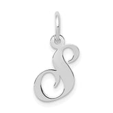 14k White Gold Small Fancy Script Letter S Initial Charm
