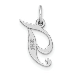 14K White Gold Small Fancy Script Initial T Charm
