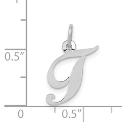 14K White Gold Small Fancy Script Initial T Charm