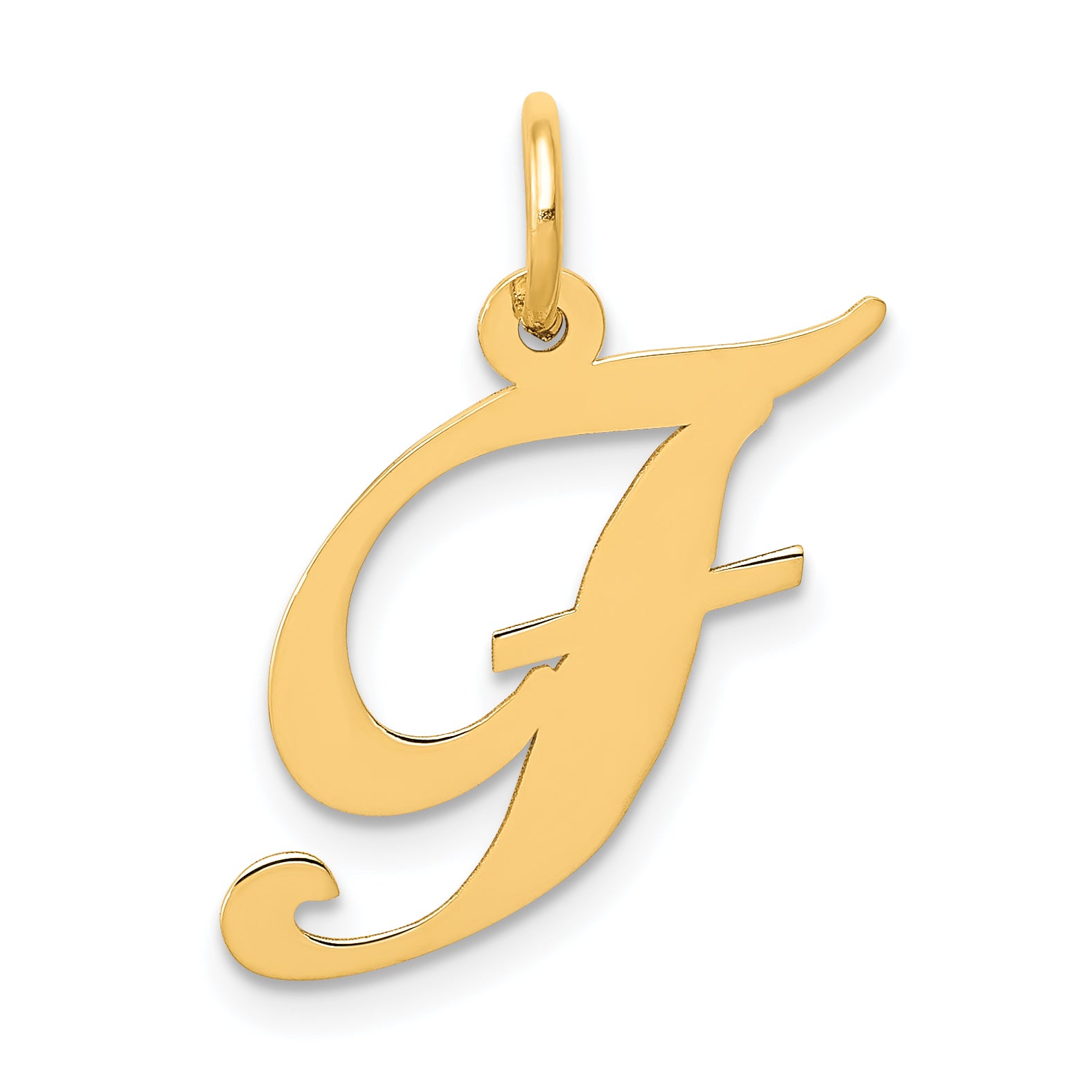 14K Medium Fancy Script Letter F Initial Charm