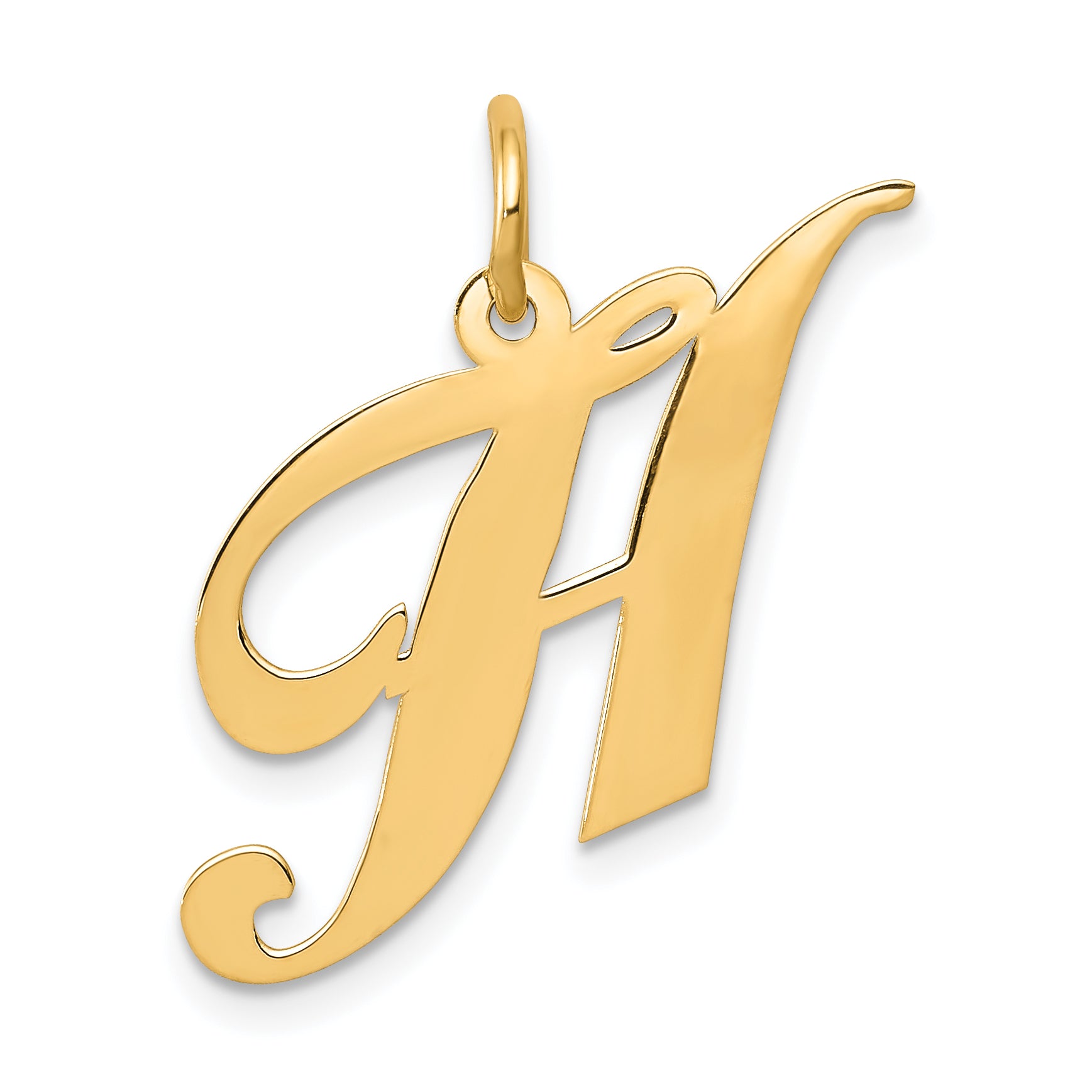 14K Medium Fancy Script Letter H Initial Charm