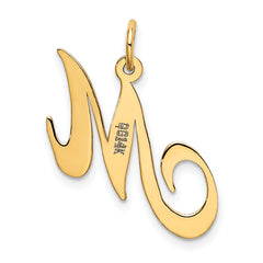14K Medium Fancy Script Initial M Charm