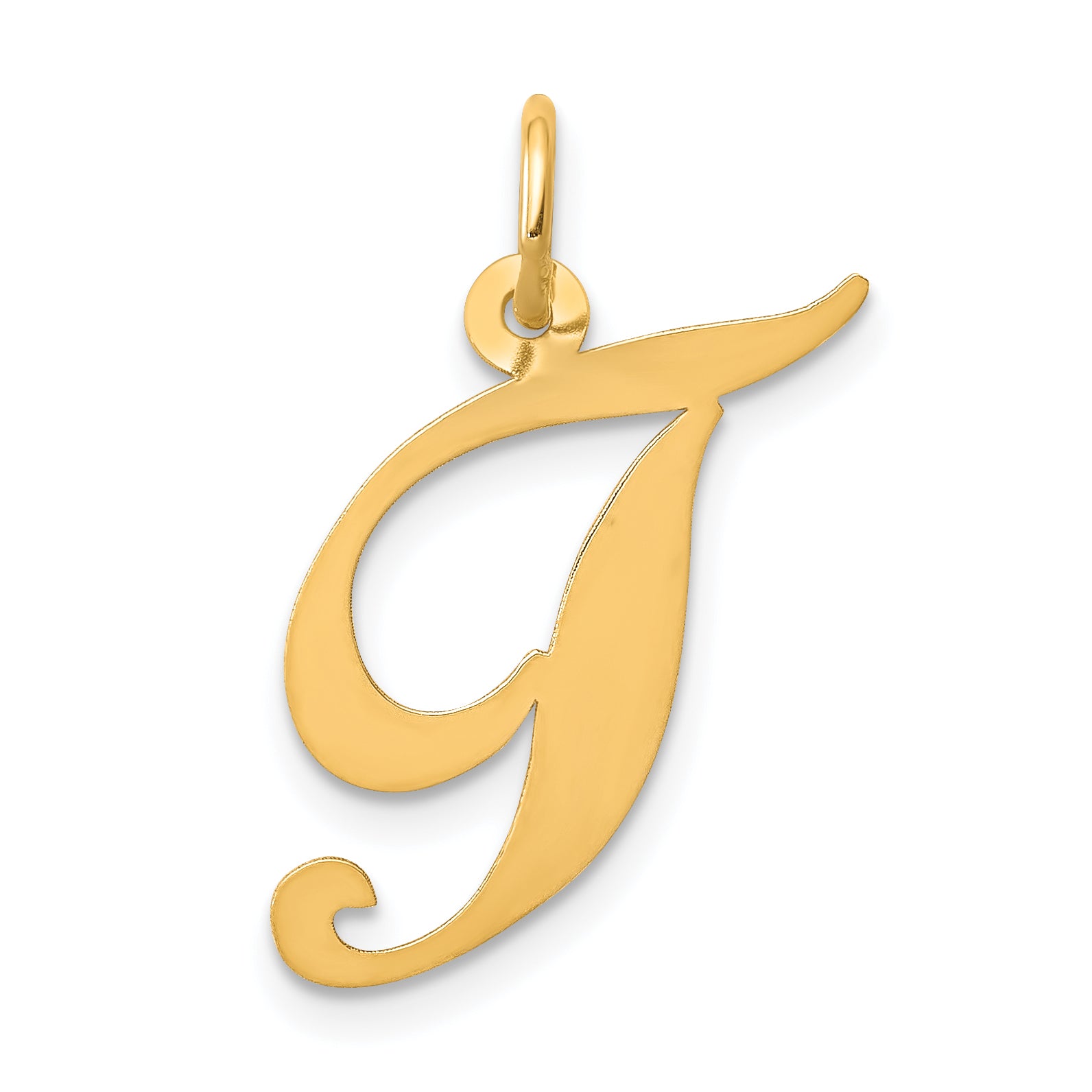 14K Medium Fancy Script Letter T Initial Charm