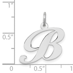 14K White Gold Medium Fancy Script Letter B Initial Charm