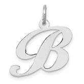 14k White Gold Medium Fancy Script Letter B Initial Charm