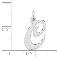 14K White Gold Medium Fancy Script Letter C Initial Charm