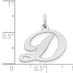 14K White Gold Medium Fancy Script Letter D Initial Charm
