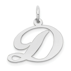14k White Gold Medium Fancy Script Letter D Initial Charm