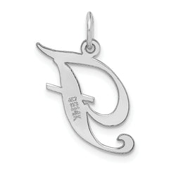 14K White Gold Medium Fancy Script Initial F Char