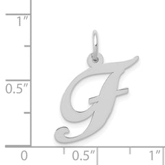 14K White Gold Medium Fancy Script Initial F Char